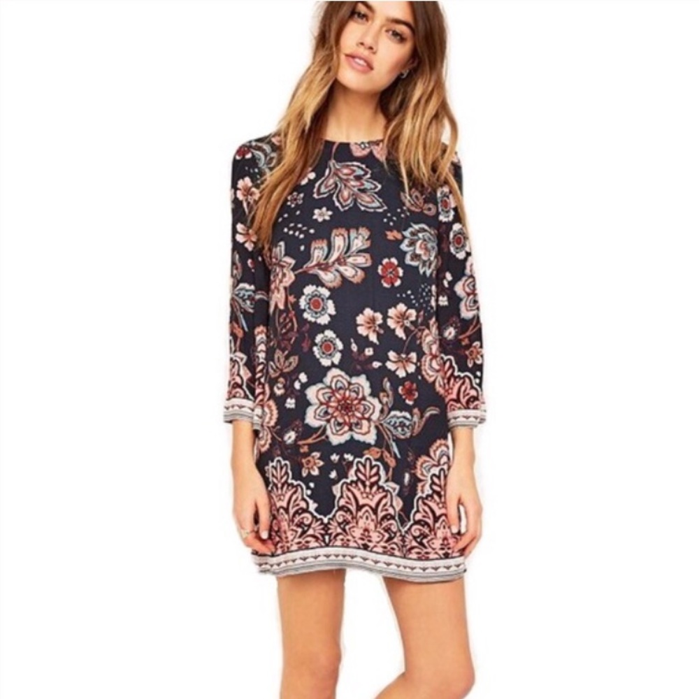 Urban Outfitters Geneva Floral Navy Dress